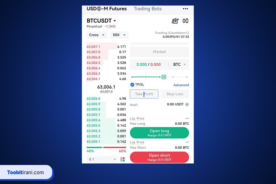 معاملات فیوچرز در صرافی توبیت