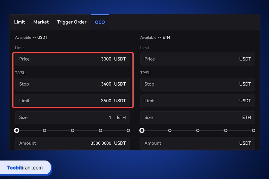 آموزش سفارش OCO در توبیت