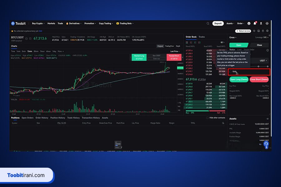 چگونه هنگام سفارش در توبیت، حد سود و ضرر تعیین کنیم؟