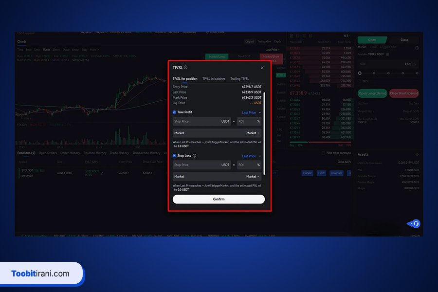 چگونه بعد از ثبت سفارش در توبیت، حد سود و ضرر تعیین کنیم؟